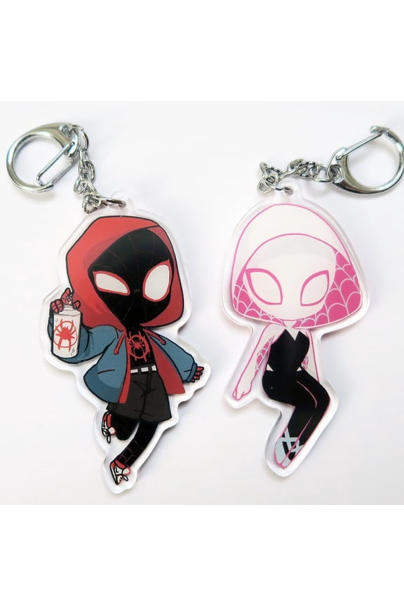 Spider Verse charm keychains - Miles Morales Gwen Stacy (1 keychain)