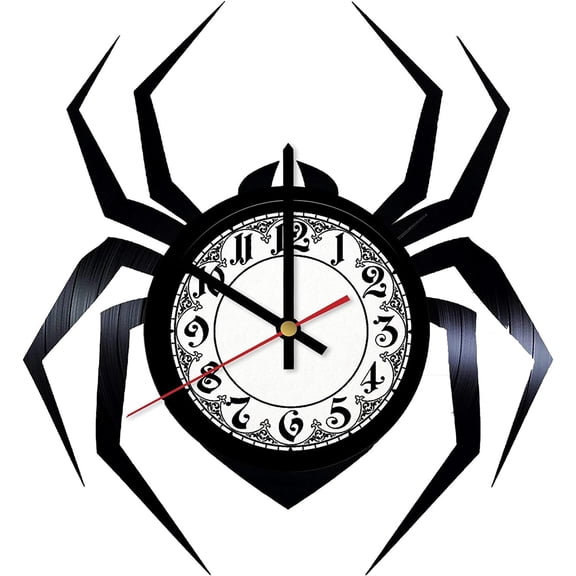 Spider Vinyl Wall Clock,Vinyl Record Clock Wall Art Unique Bedroom kitchen kid Room Decorations Handmade Gift 12 inches