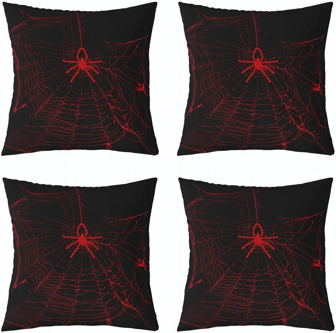 Spider Web Abstract Spiders Lines Square Halloween Red Black 18X18 Inch ...