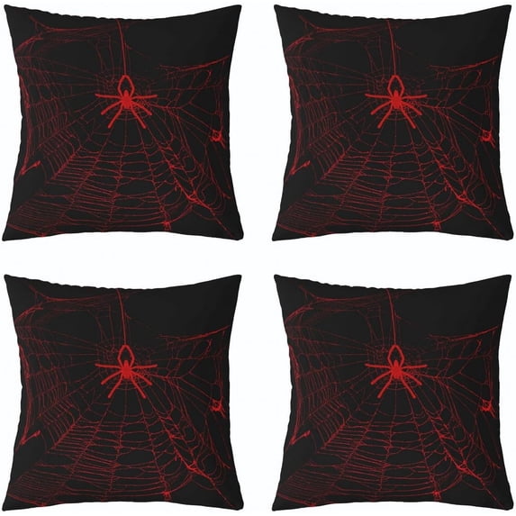 Spider Web Abstract Spiders Lines Square Halloween Red Black 18X18 Inch ...