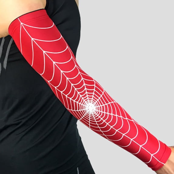 Spider Web Arm Sleeves, Athletic Compression Sleeves for Sports, Sweat-Absorbent Elbow Support for Basketball, Football, Cycling, L
