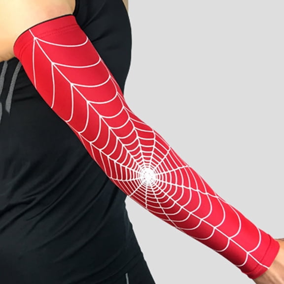 Seipola Spider Web Arm Sleeves, Athletic Compression Sleeves for Sports, Sweat-Absorbent Elbow Support for Basketball, Football, Cycling, M