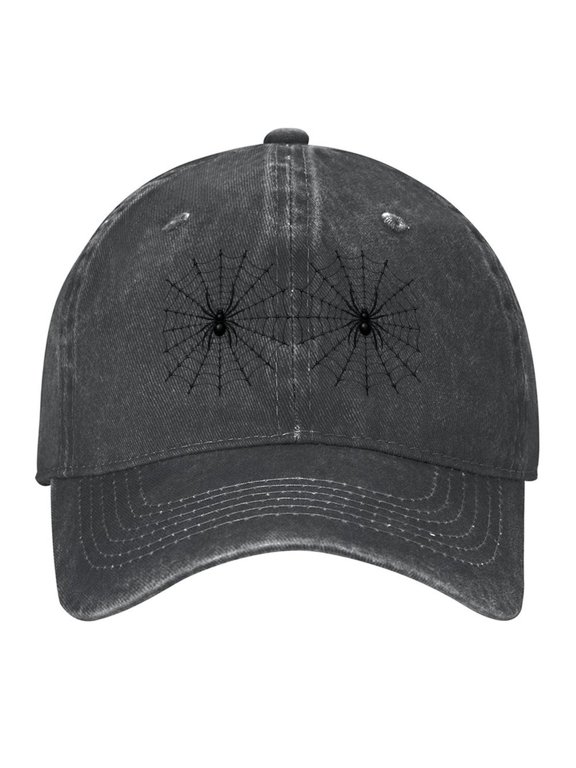 Spider Web Baseball Cap,Adjustable Denim Hat for Women Men Teachers Mom,Black