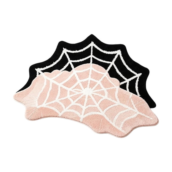 Spider Web Bath Mat, 27.5×17.7" Halloween Bath Mat Non-Slip Rugs Spiderweb Rug Machine Washable Goth Area Rugs Gothic Rug for Front Door, Bedroom, Living Home