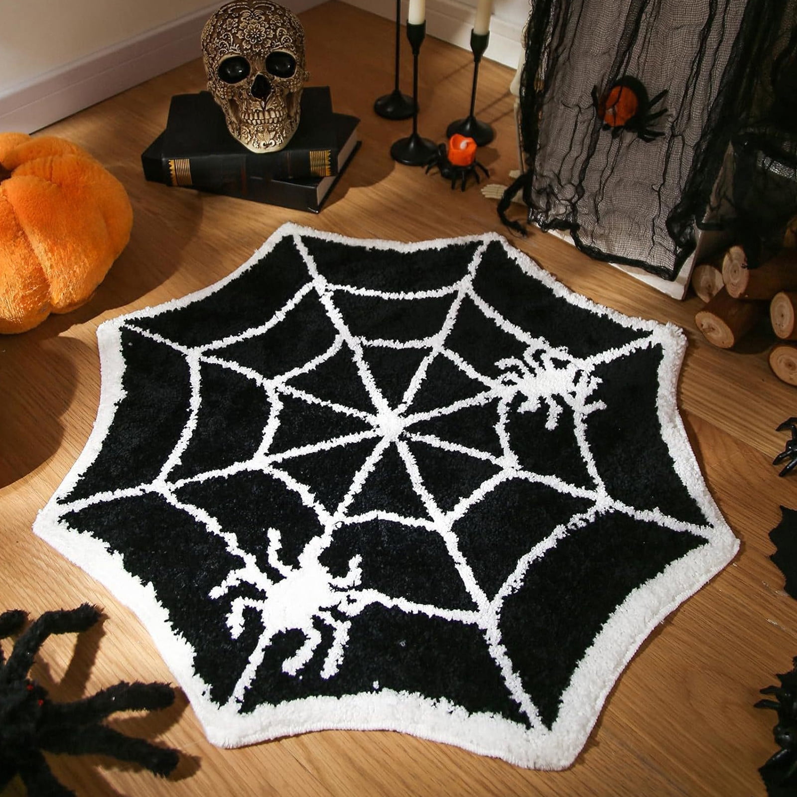 Spider Web Bathroom Rugs for Happy Halloween, Cute Spider Web Shaped ...