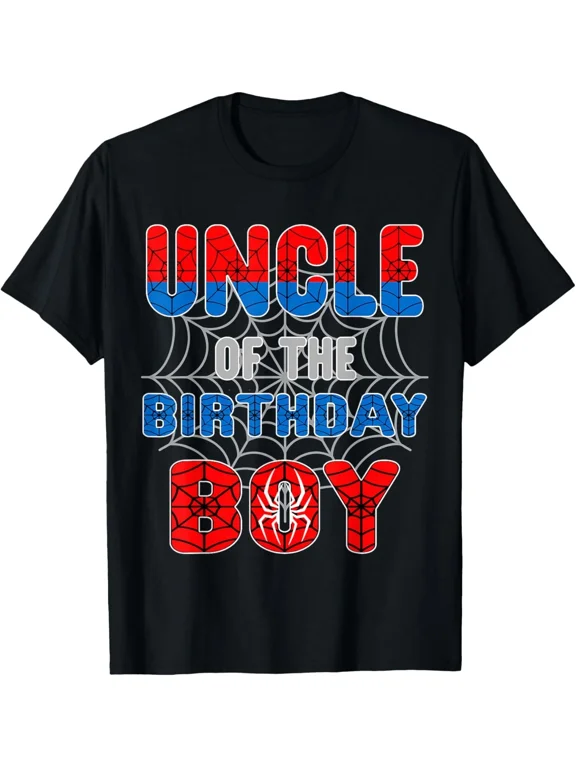 Spider Web Birthday Party Uncle of The Birthday Boy T-Shirt Gift for Dad, Mom, D