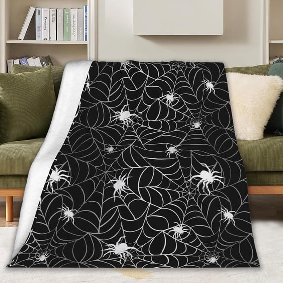 Spider Web Blanket Halloween Theme Throw Blanket Gifts for Women Soft Lightweight Throw Blanket Fuzzy Blanket for Sofa Couch Bed Room Halloween Decor 50"X60"