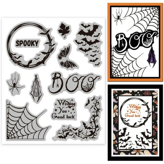 Spider Web Border Cling Rubber Stamp 7.09x8.66inch Halloween Bat Border EVA Stamps Embossing Stamp Seal Rubber Stamps DIY