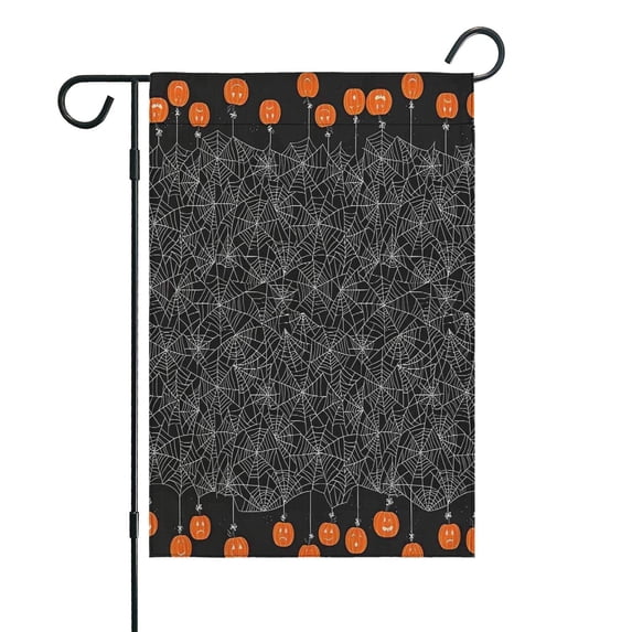 Spider Web Border Halloween Pattern Fall Garden Flags 12.5"x18" Double Side,Small Yard Flags for Outside,Outdoor Fall Decor,Autumn Funny Garden Flag Yard Decoration