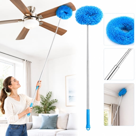 Spider Web Brush with Extension Pole, Aluminum Cobweb Duster for Ceiling Fans
