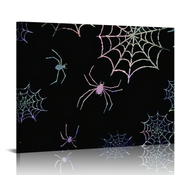 Spider Web Canvas Print Wall Decorations for Bathroom Ready to Hang Home Art Decor 16x12in