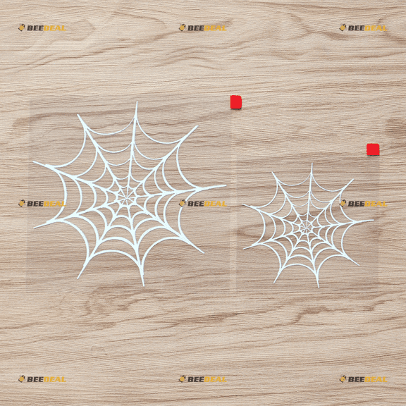 Spider Web Cobweb Decal Vinyl Sticker - 2 Pack White, 4 Inches, 6 Inches - Die Cut No Background for Car Boat Laptop Cup