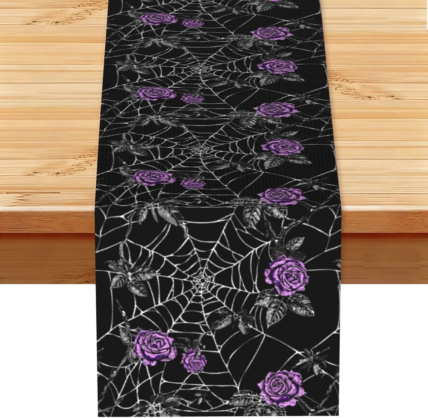 Spider Web Cobwebs Table Runner 13 x 72 Inch, Purple Rose Tabletop ...