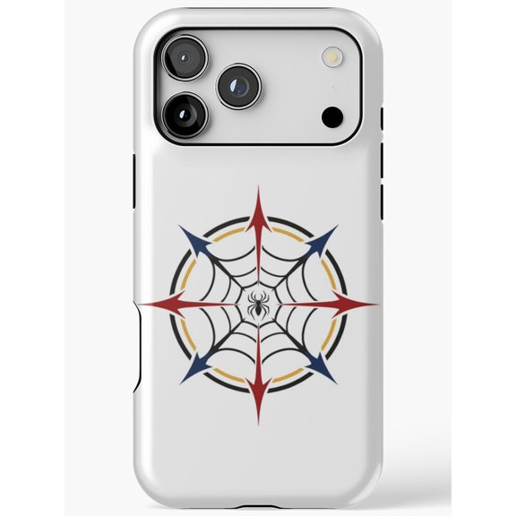 Spider Web Compass Tough Phone Case, Red, Navy, Black and Gold, Dual-Layer Polycarbonate and TPU, for Apple iPhone