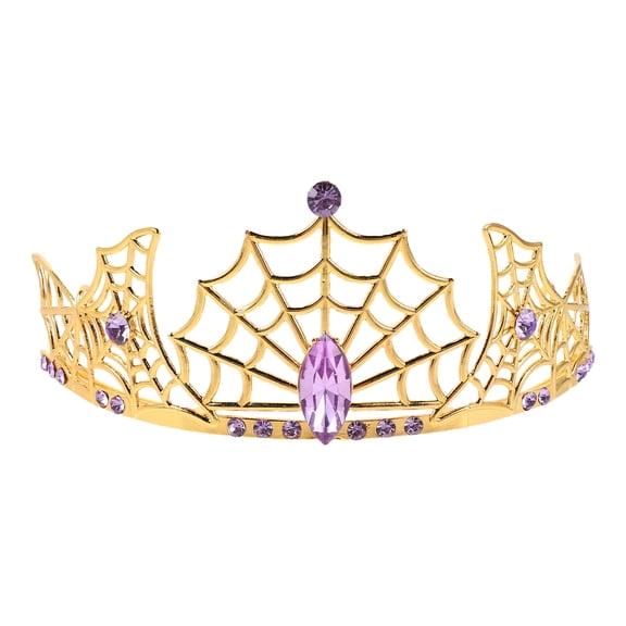 Spider Web Crown: Gothic Halloween Headpiece - Rhinestone Tiara - Spooky Costume Hair Accessory for Women Adults Party Cosplay Masquerade Events