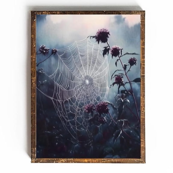 Spider Web Dark Academia Wall Art Moody Decor For Bathroom Spooky Spider Spiderweb Gothic One, Unframed Paper Print