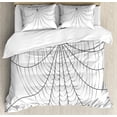 thumbnail image 1 of Spider Web Duvet Cover Set Queen Size, Close Up Cobweb Design Monochrome Design Elements Catching Network Fear, Decorative 3 Piece Bedding Set with 2 Pillow Shams, Grey Black White, by Ambesonne, 1 of 3