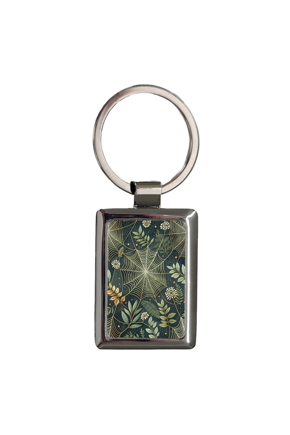 Spider Web Elegant Metal Rectangle Keychain