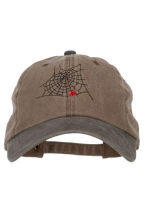 Spider Web Embroidered Unstructured Cotton Cap - Khaki Green OSFM