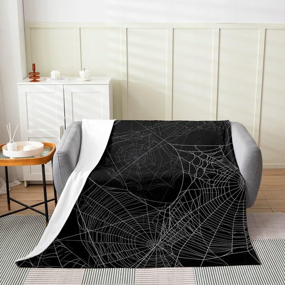 Spider Web Fleece Super Soft Throw Blanket for Kids Women Adults Spider Plush Blankets Halloween Theme Fuzzy Blanket for Sofa Bed Couch( 60x80 Inches)