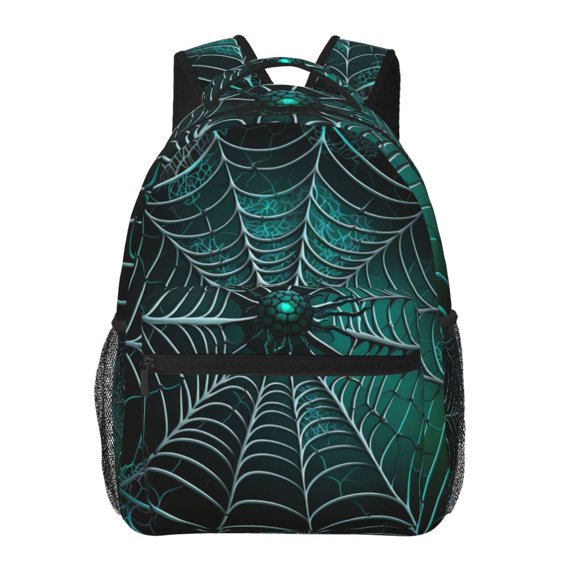 Spider Web Gothic Art Backpack Casual College Bag Zipper Laptop Daypack Hiking Rucksack Travel