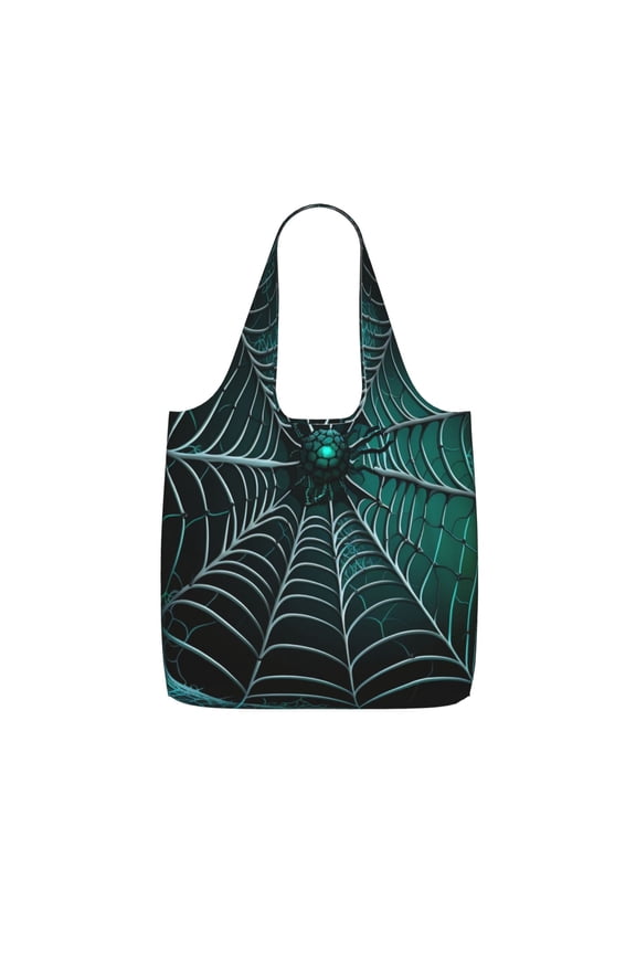 Spider Web Gothic Art Foldable Reusable Shopping Bag Large Capacity Tote Handbag Storage Pouch for Travel Work