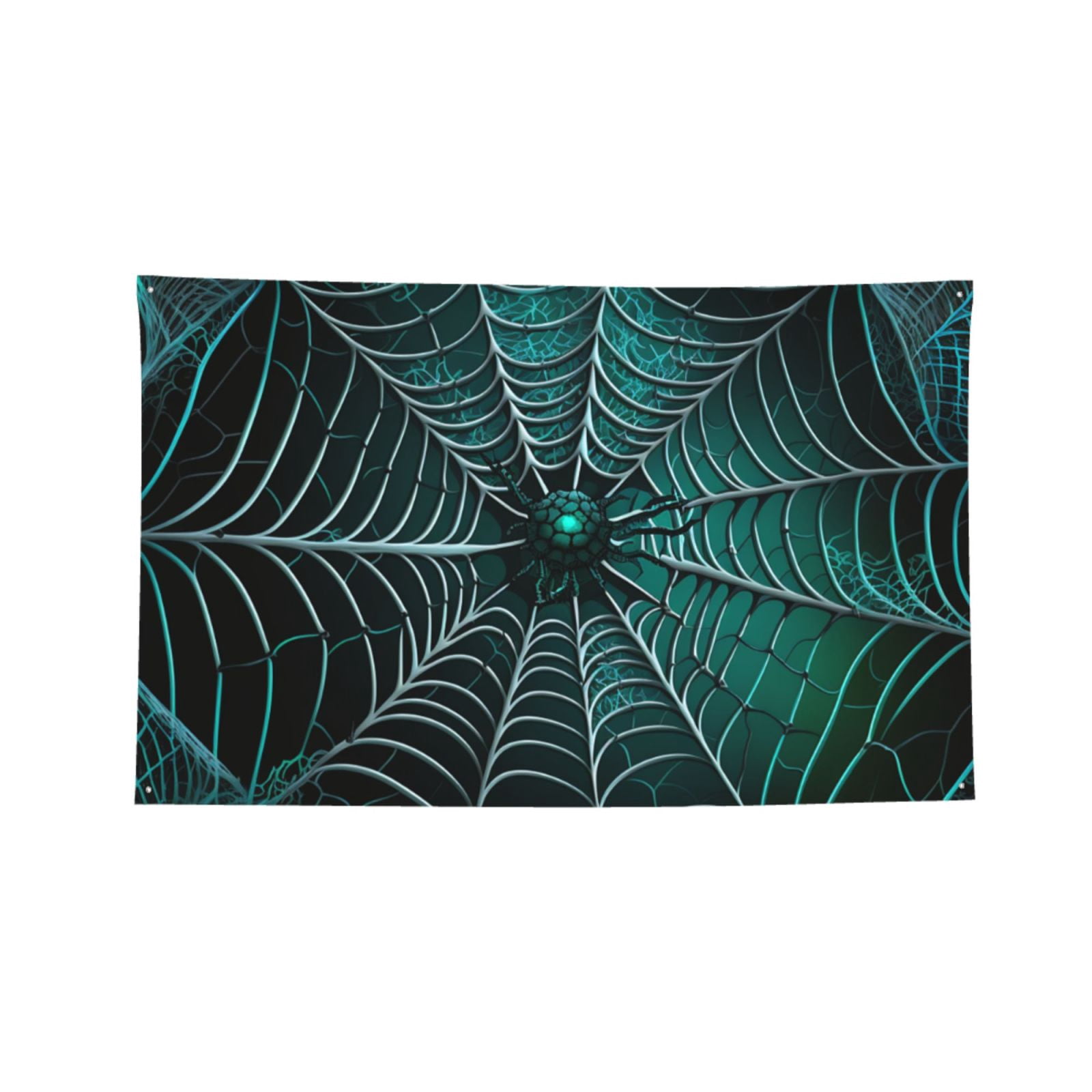 Spider Web Gothic Art Four Hole Decorated Banner Flag for Garden Yard Home Decoration Indoor Outdoor 4x6 Ft