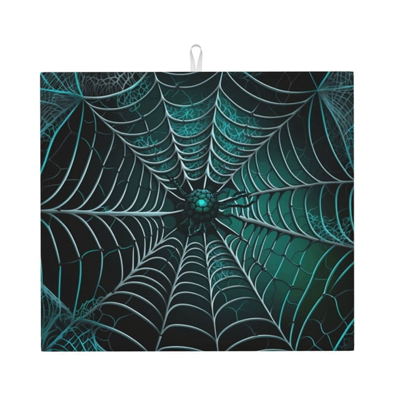 Spider Web Gothic Art Kitchen Drying Mat 18x16 Inch Ultra Absorbent Countertop Mat Foldable with Hanging Loop