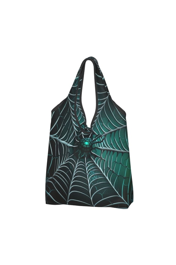 Spider Web Gothic Art Reusable Grocery Bags Shopping Totes Foldable Washable Pouch Handbag Storage Bag
