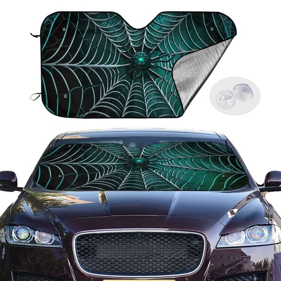 Spider Web Gothic Art Windshield Sunshade Sun Shade Front Window Car Sun Visor Protector for Truck SUV Blocks UV Ray,Large