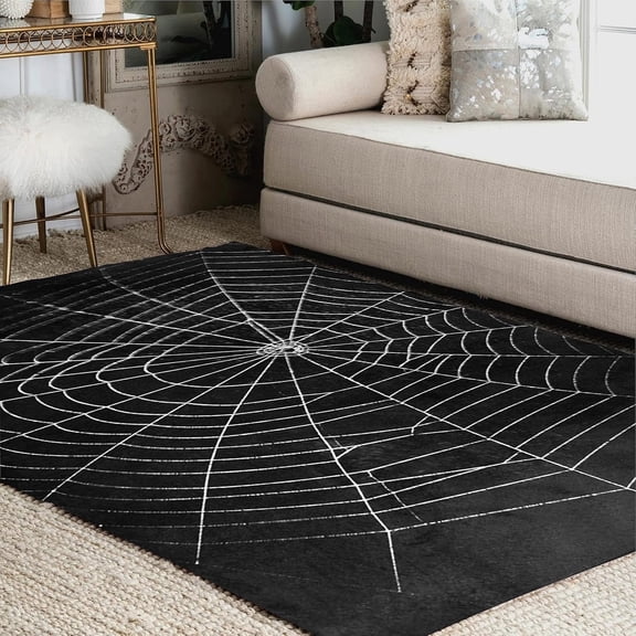 Spider Web Halloween Black Area Rug Rugs for Living Room Bedroom 5 x 7ft