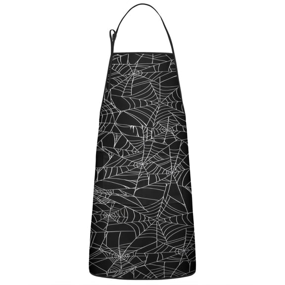 Spider Web Halloween Pattern Apron-Garden Aprons for Women with Pockets-Cotton Linen Waterproof Kitchen Cooking Gardening Aprons Adjustable for Kitchen,Cooking,BBQ and Salon 33"x27"