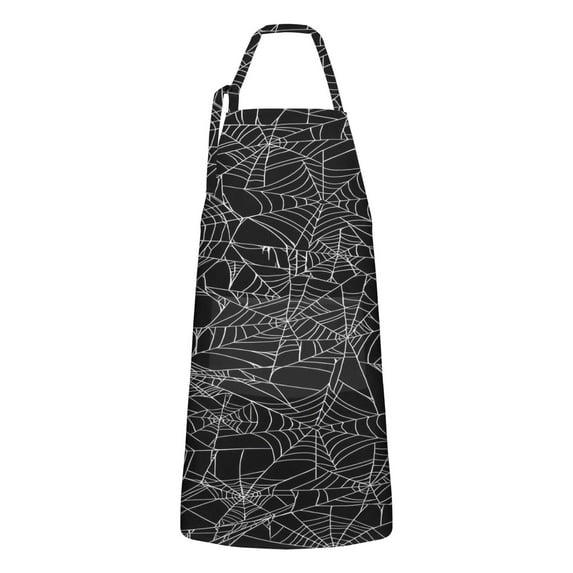 Spider Web Halloween Apron-Garden Aprons for Women with Pockets-Cotton Linen Waterproof Kitchen Cooking Gardening Aprons Adjustable for Kitchen,Cooking,BBQ and Salon 32"x27"
