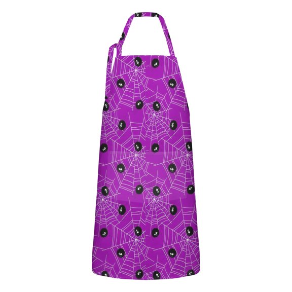 Spider Web Halloween Apron-Garden Aprons for Women with Pockets-Cotton Linen Waterproof Kitchen Cooking Gardening Aprons Adjustable for Kitchen,Cooking,BBQ and Salon 32"x27"