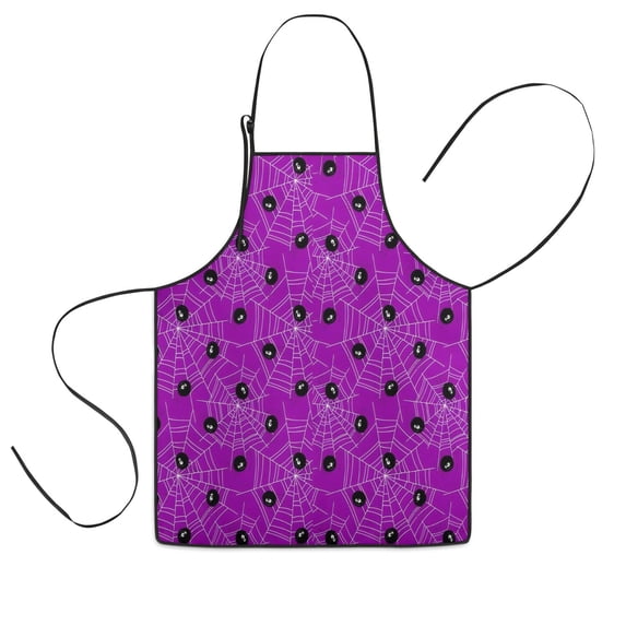 Spider Web Halloween Pattern Kids Aprons for Girls and Boys,Adjustable Neck Strap Toddler Aprons for Kids Cooking Baking