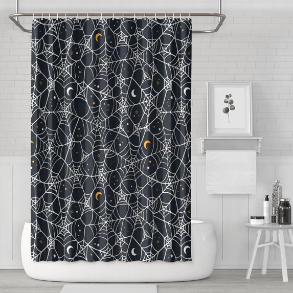 Spider Web Halloween Pattern Shower Curtain 72"x72" ,Bathroom Decorative Shower Curtains Set with 12 Hooks,Modern Waterproof Washable Shower Curtain