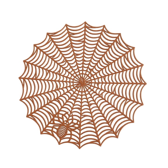 Spider Web Halloween Placemat, Heat Resistant Waterproof Oil Proof Table Mat, 38cm Round Non Slip Pad for Halloween Party Desktop Decoration