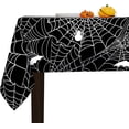 thumbnail image 1 of Spider Web Halloween Tablecloth - Fabric Holiday Rectangle Table Cloth, Waterproof and Washable Table Cover for Halloween Party Dining Room, 60 x 84 Inch Black, 1 of 6