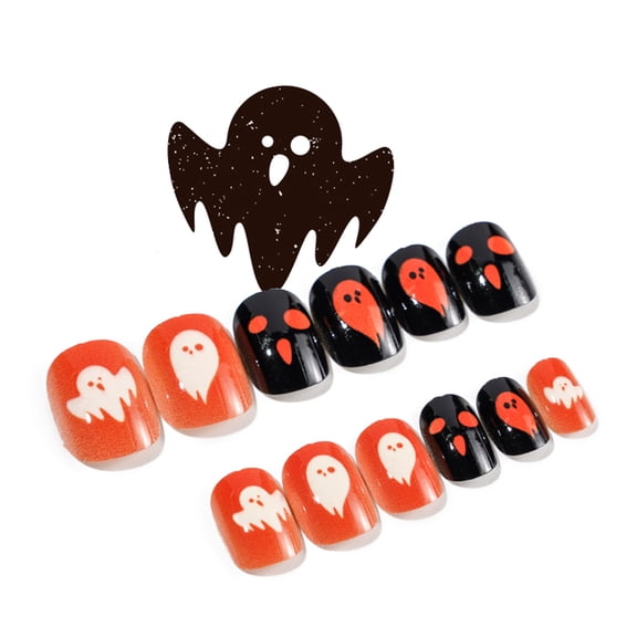 Spider Web Halloween Wear Length Fashion Manicure False Nails Save for Time Wear Child Adult