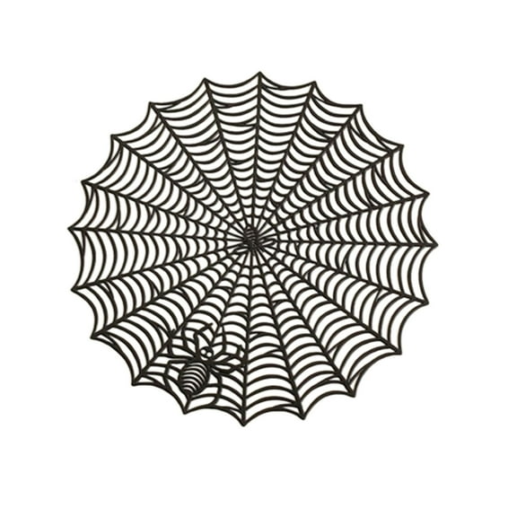 Spider Web Hollowed Out PVC Placemat, Non Slip Heat Insulation Mat for Kitchen Table, Easy Clean Coffee Mat