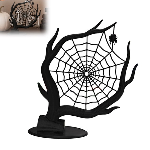 Spider Web Jewelry Organizer Stand, 3D Printed Tree Branch Earring Holder Display for Rings & Bracelets, Halloween Gothic Decor Desktop Storage Stand for Bedroom Vanity Table (1PC)