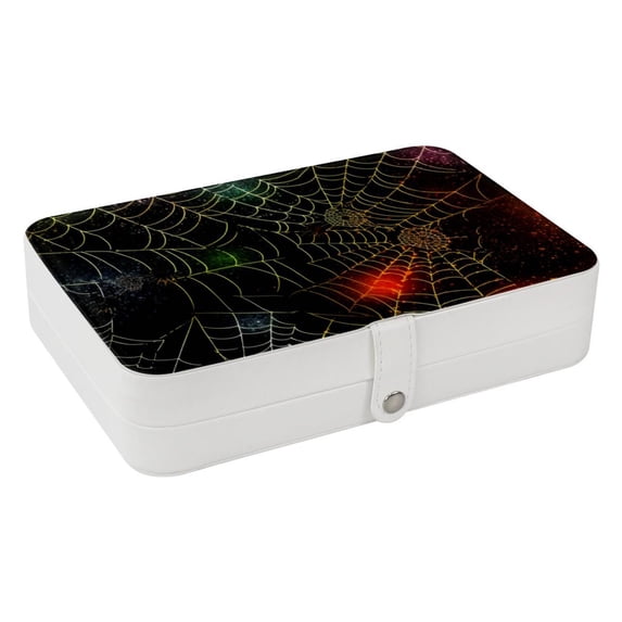 Spider Web PU Leather Necklace Organizer Decorative Box with Removable Compartment Portable Necklace Holder
