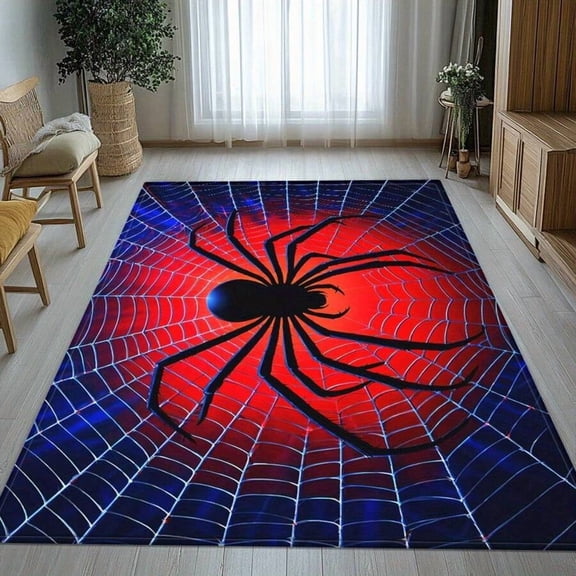 Spider Web Pattern Area Rug with Non-Slip Rubber