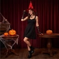thumbnail image 1 of Spider Web Pattern Witch Hat Lace Trim Design Halloween Role Play Costume Prop Red One Size, 1 of 6
