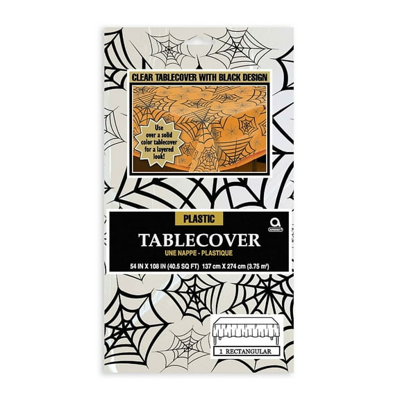 Spider Web Plastic Clear Table Cover (Each) - Party Supplies