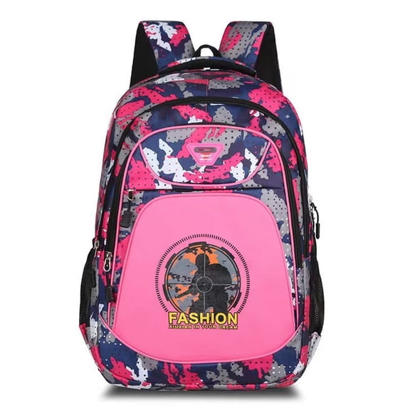 18 In Waterproof Camouflage Backpack,Camo Tactical Boys Girls Bookbag For Hiking Climbing Camping Outdoor Travel-Pink