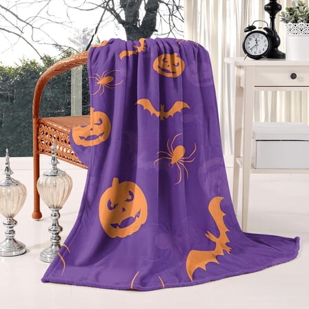 Spider Web Print Halloween Blanket - Spooky Dark Theme 50x60 Inch Cozy Plush Lightweight Throw for Sofa