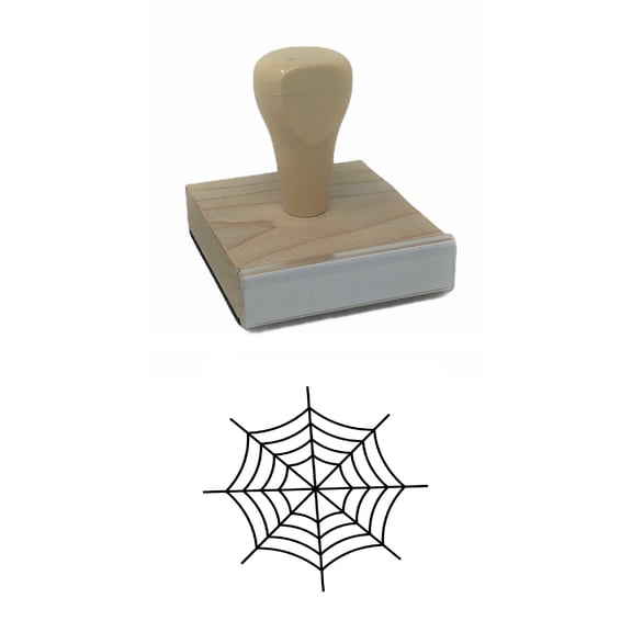 Spider Web Rubber Stamp, 2 X 2" Wood Stamp
