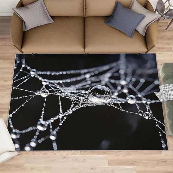 Spider Web Rug & Room Decor, Living Room Rug, Black Rugs for Bedroom, Non Slip Door Mat - Spider Web Washable Rugs - Soft Low Pile 4x5ft