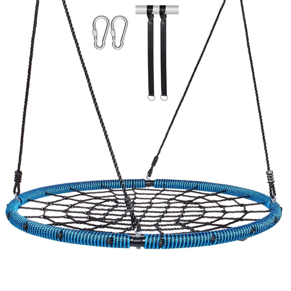 Spider Web Saucer Swing, 40 Inch Round Swings for Kids Outdoor, 750lbs Weight Capacity Saucer Tree Swing, Stable Woven Rope Swing Seat with Tree Hanging Straps and Adjustable Multi-Strand Ropes